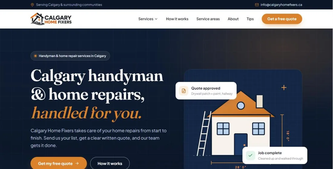 Calgary Home Fixers website homepage
