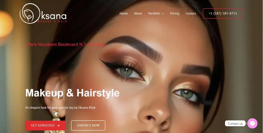 Oksana Makeup & Hair website homepage